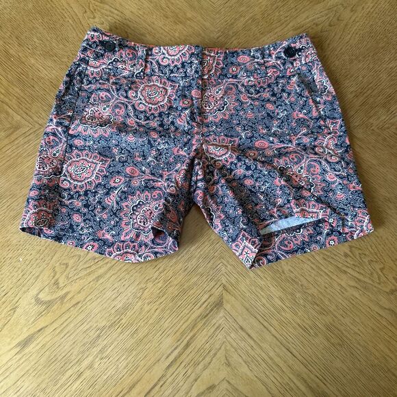 Ann Taylor Womens Short Size 0 Paisley Floral Pockets Chino Spring Summer - Picture 2 of 10